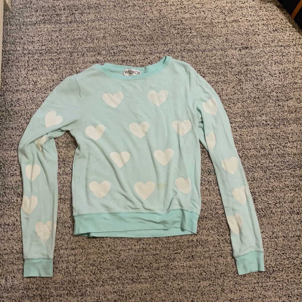 Wildfox light blue heart sweater
